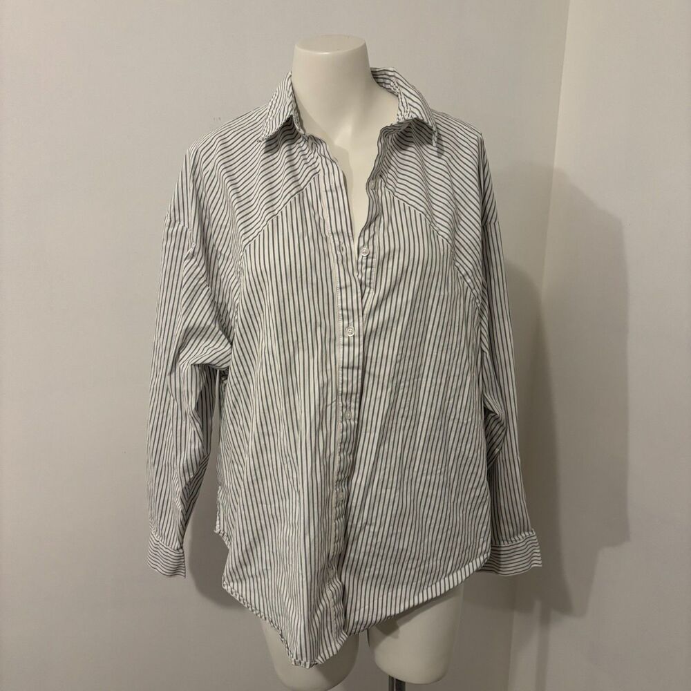 Express Size Large Boyfriend Portofino Pinstripe Boxy Fit Button Down Shirt